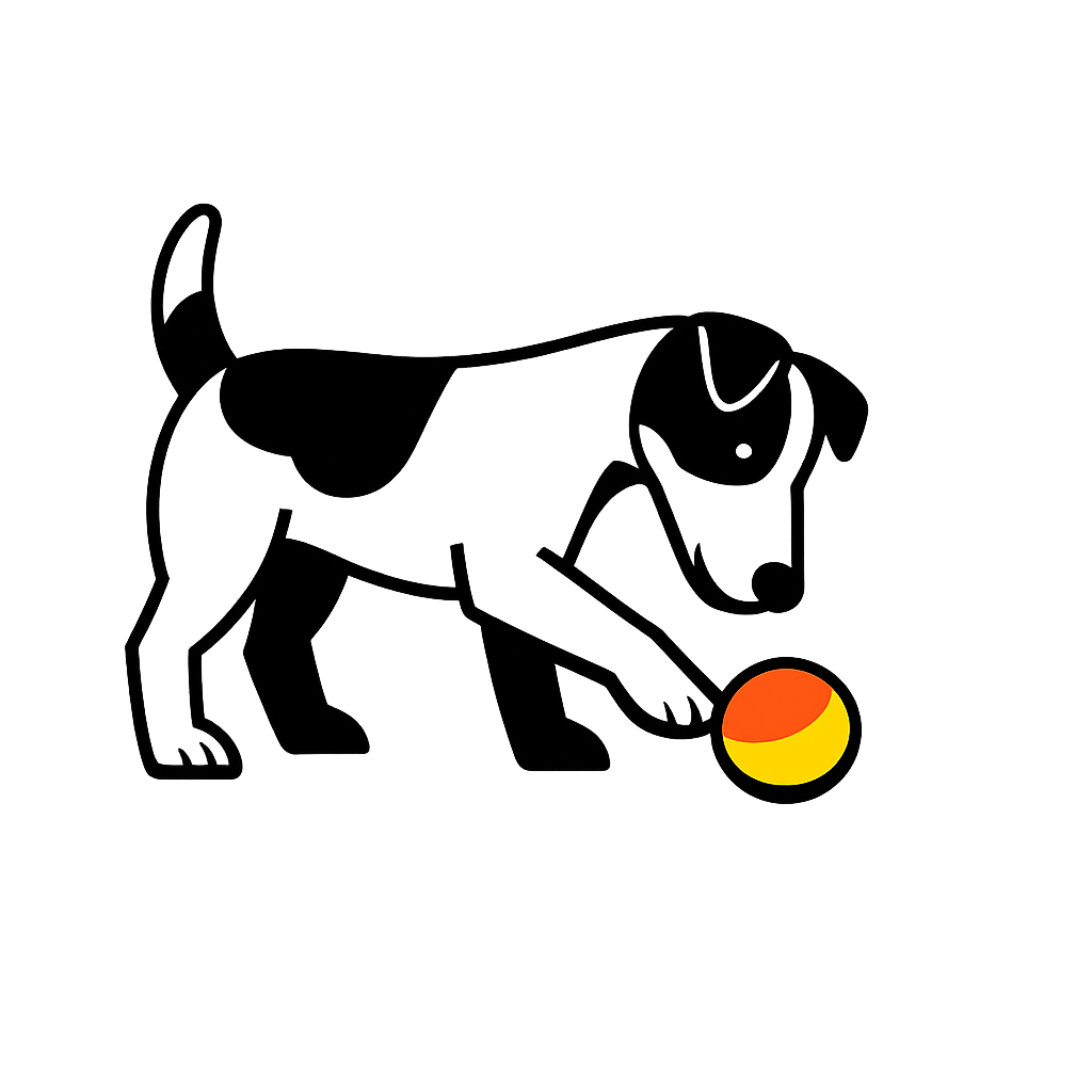 Black-Spotted Smooth Fox Terrier Playing with Ball Minimalist