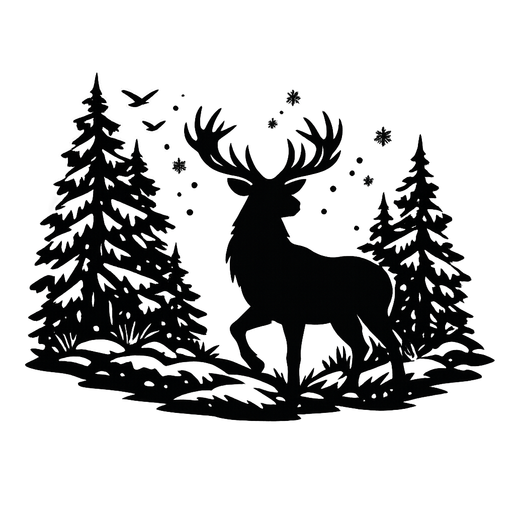 Majestic Winter Stag
