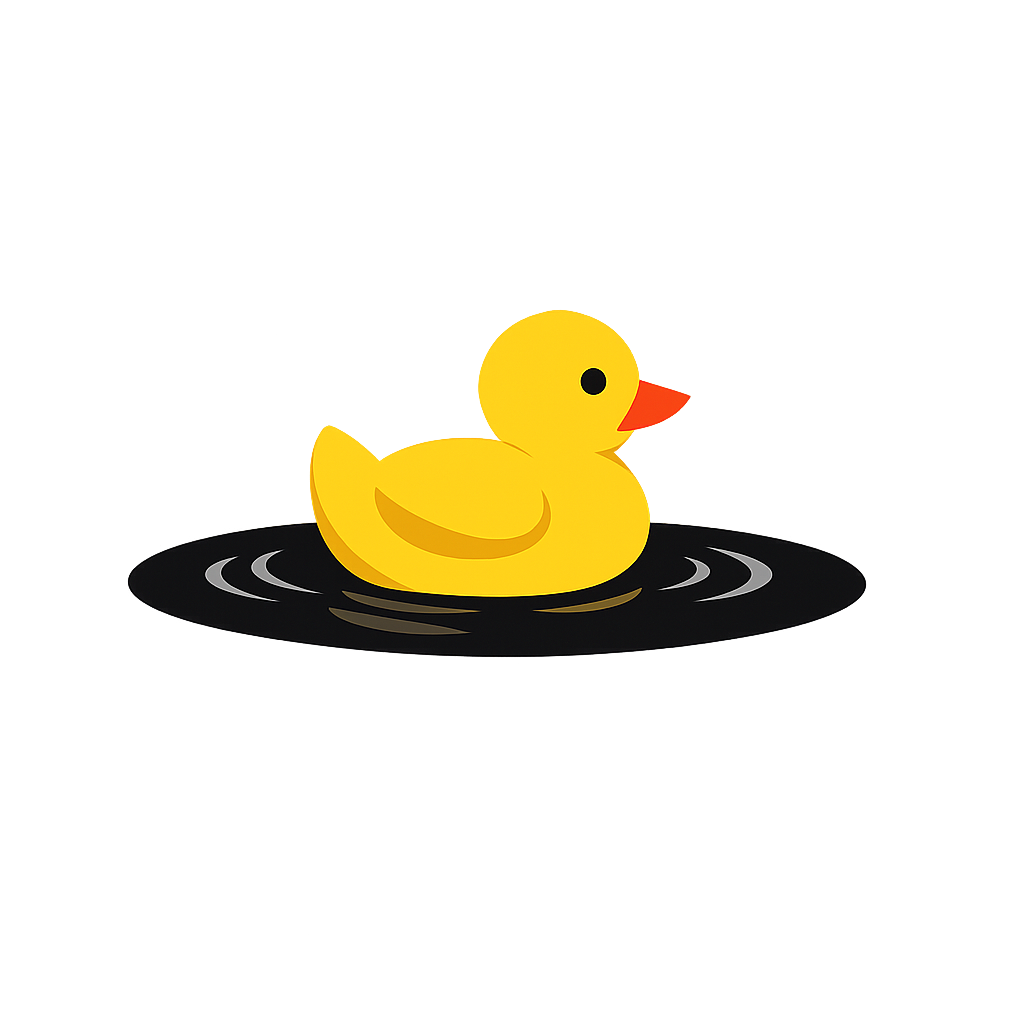 Little Duck Bathing in Black Pond Minimalist