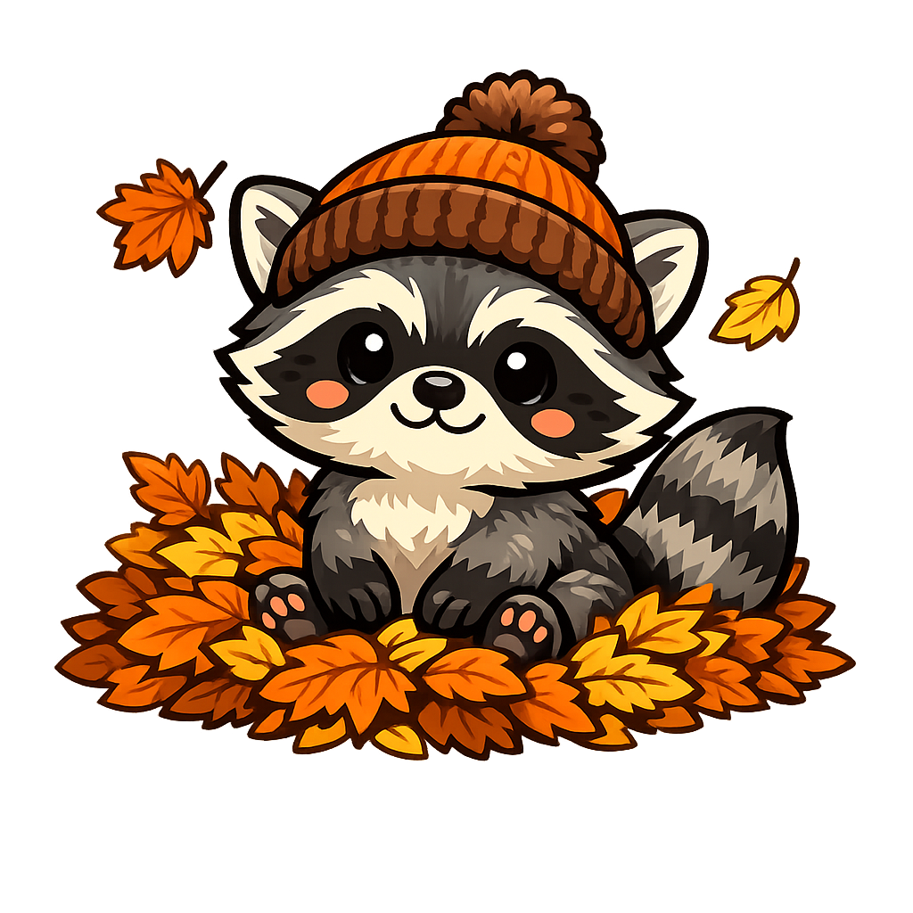 Autumn Leaves Raccoon