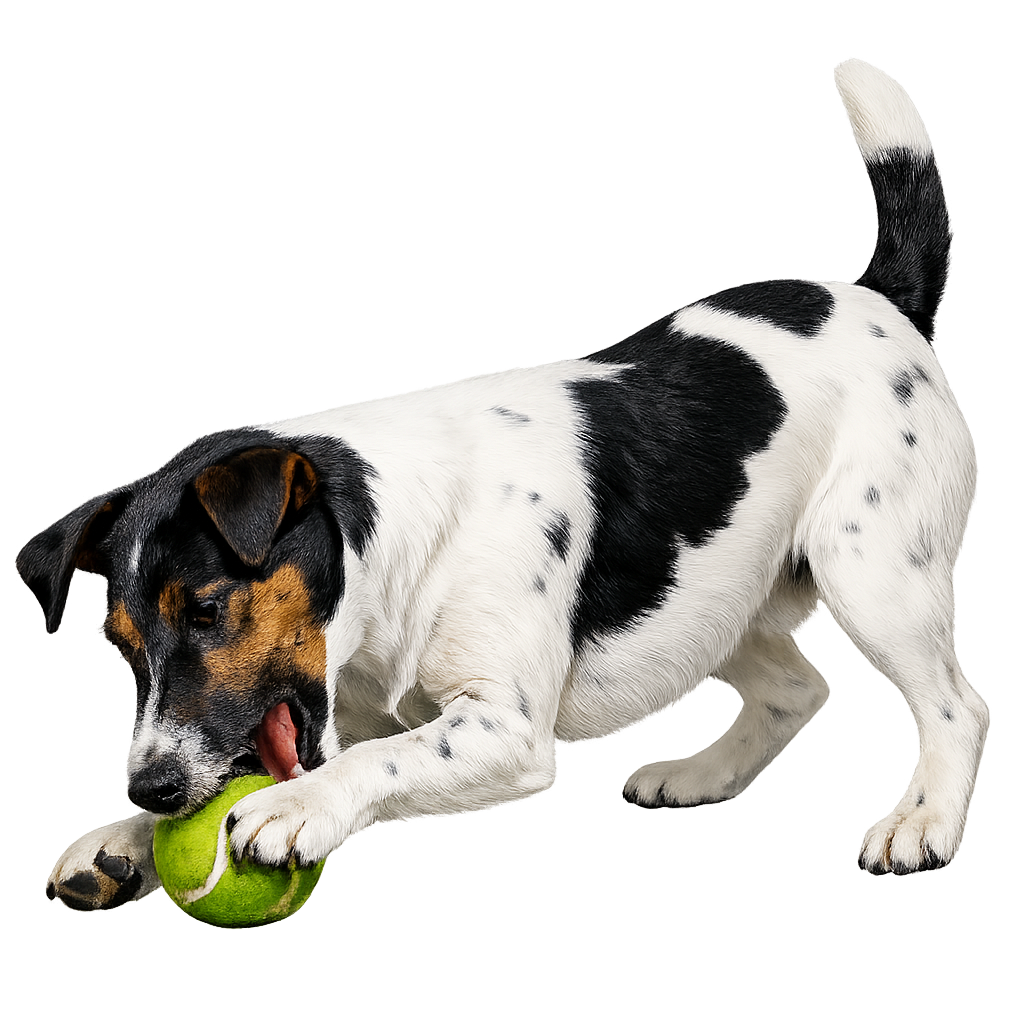 Black-Spotted Smooth Fox Terrier Playing with Ball 2