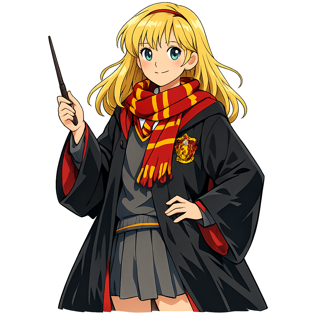 Blond Girl in Wizard Set Anime Style