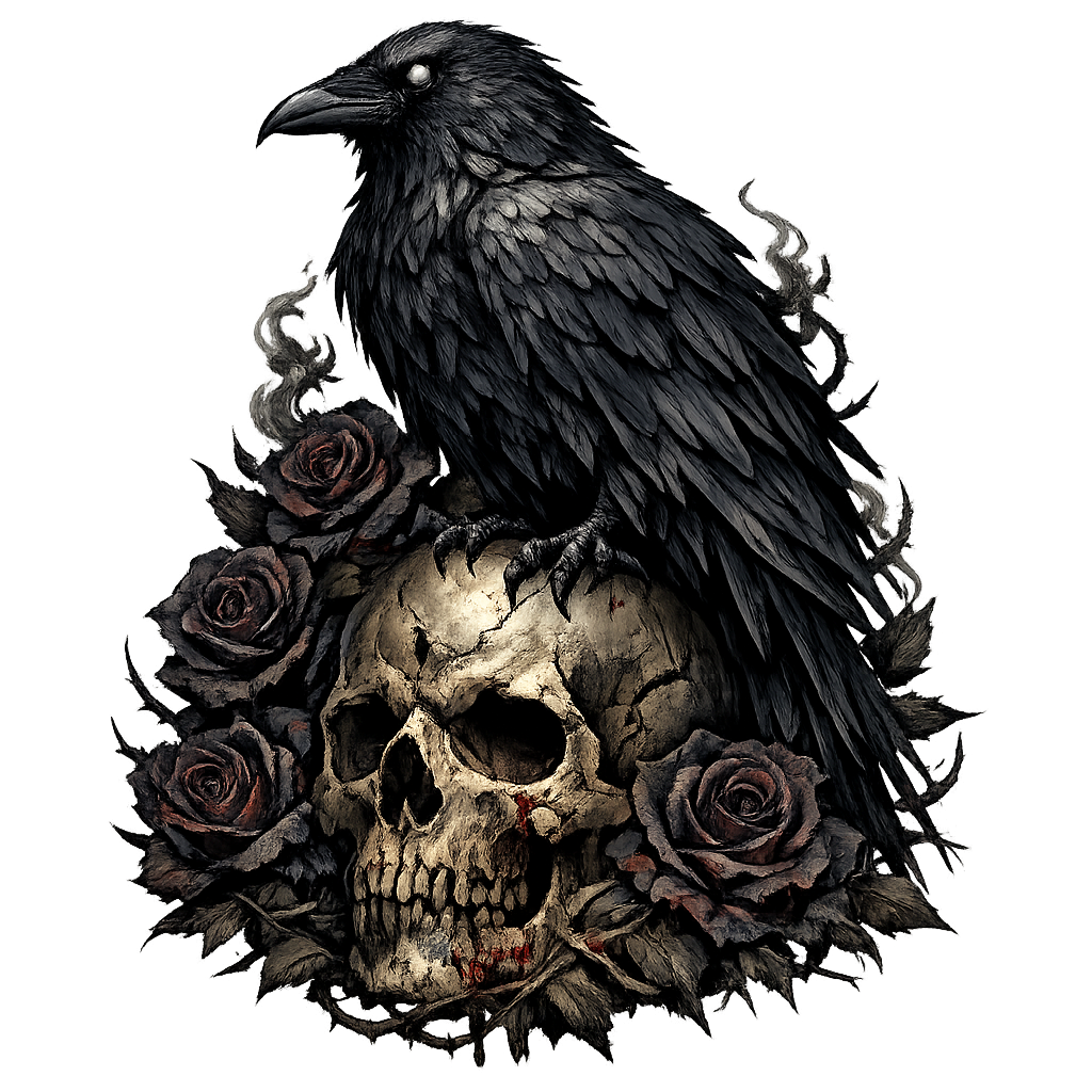Gothic Raven & Skull