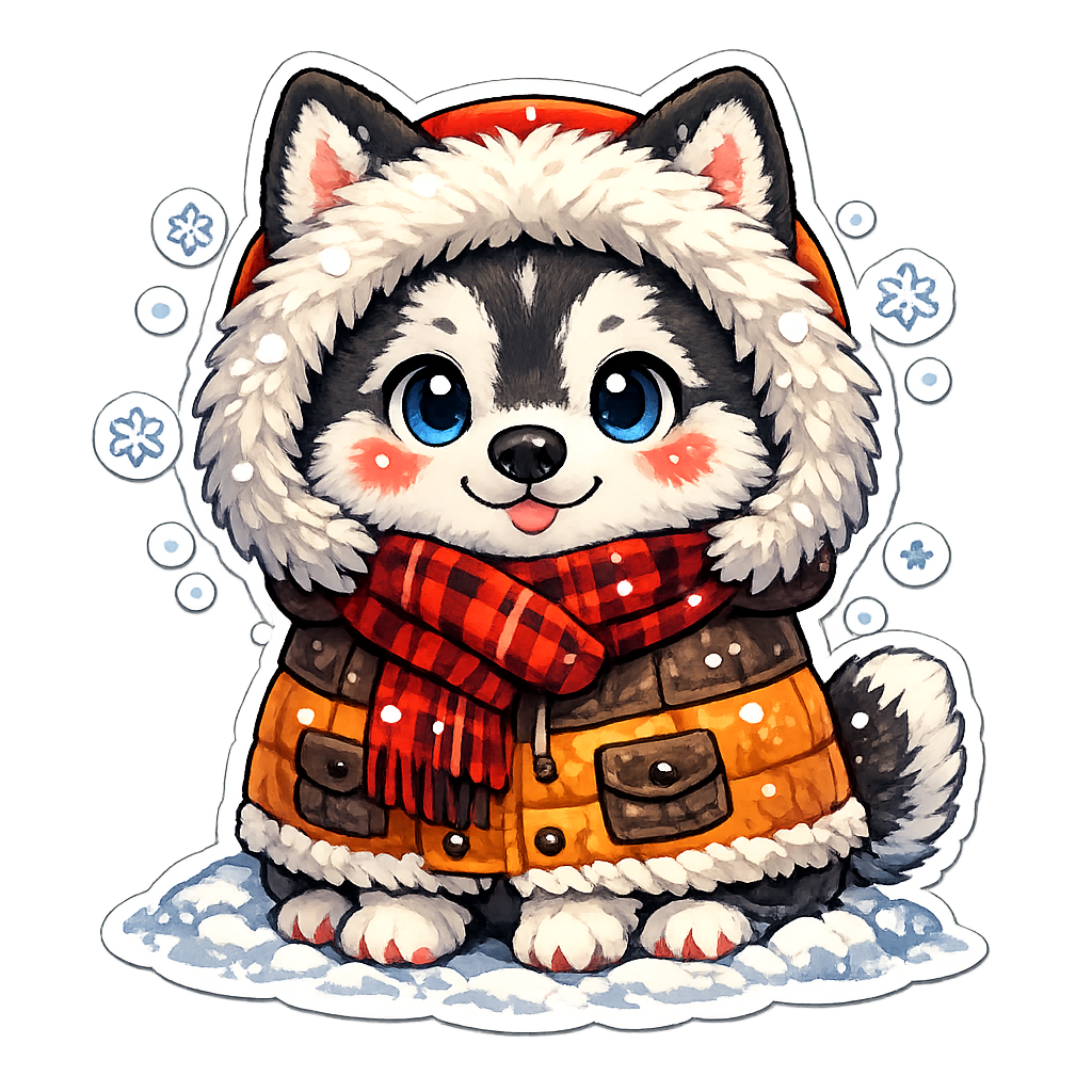 Cozy Winter Husky