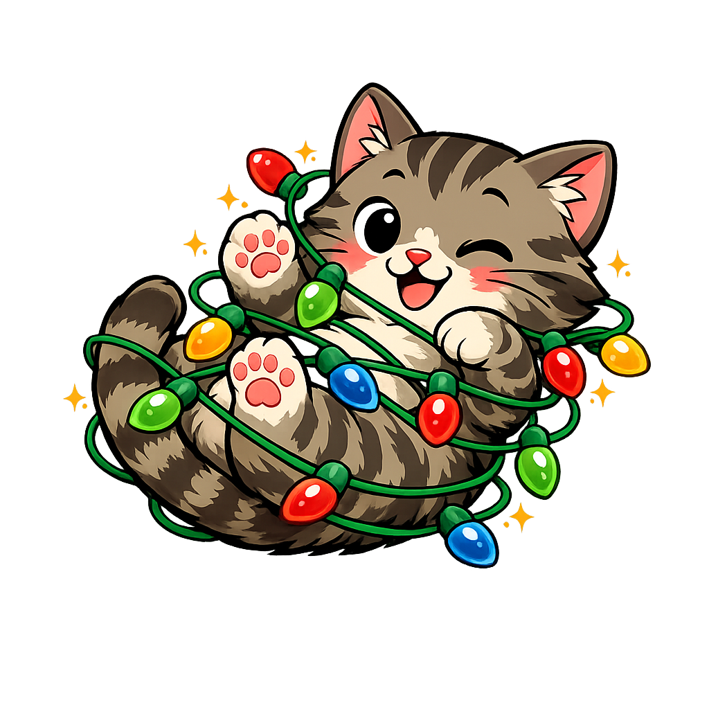 Christmas Lights Cat Chaos